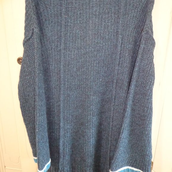 NWT Mystree Knit Tunic L V-Neck Faux Collar Long Sleeves Blue Side Slits - Picture 14 of 15
